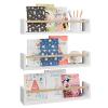 Fixwal Nursery Bookshelves, 16.5 Inch Floating Shelves for Wall Set of 3, Kids Bookshelf for Bedroom, Baby Nursery Decor (White and Natural) view 1