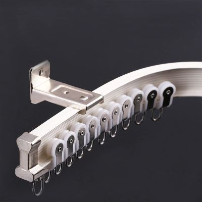 Surprecision Flexible Curtain Track Wall Mount 2 Pcs Aluminum Ceiling Curtain Track Single Track for Curtains Bendable Curved Curtain Track Set for Home and Office (White, 1.6m/5.25ft)