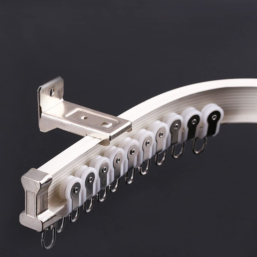 Surprecision Flexible Curtain Track Wall Mount 2 Pcs Aluminum Ceiling Curtain Track Single Track for Curtains Bendable Curved Curtain Track Set for Home and Office (White, 1.6m/5.25ft)