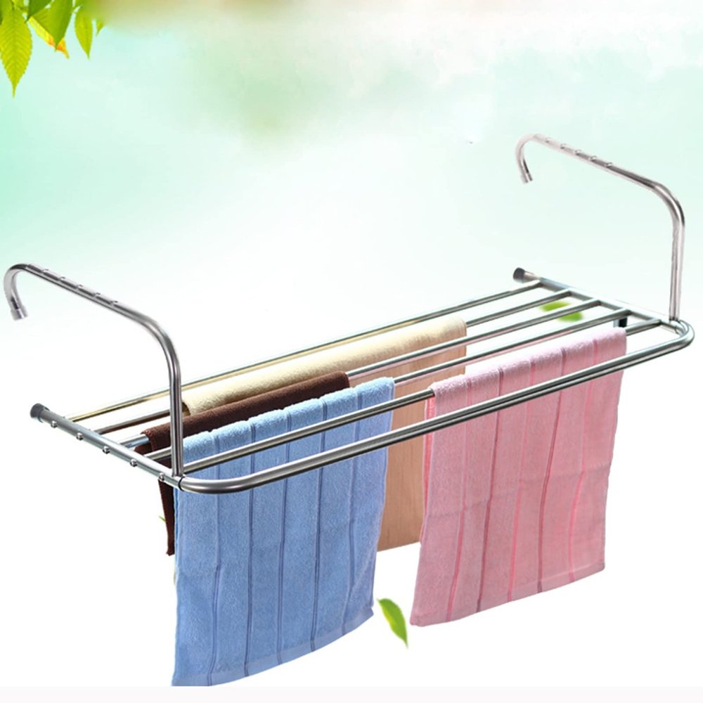 Foldable Clothes Airer With Adjustable Arms Balcony Radiator Drying Rack Stainless Steel Radiator Folding Airer Foldable Laundry Drying Rail for Hanging Clothes Towel Underwear Shoes Socks ( Size : 50