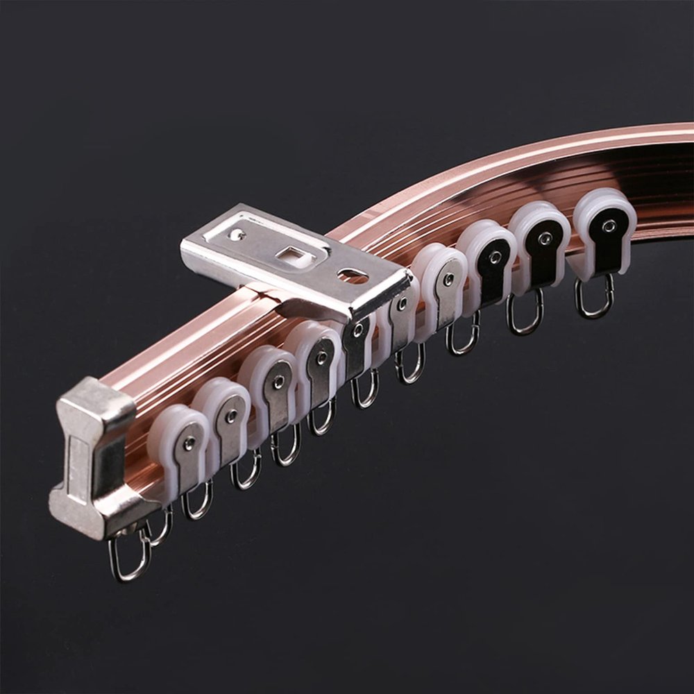 Surprecision Flexible Curtain Track Ceiling Mount 2 Pcs Aluminum Ceiling Curtain Track Single Track for Curtains Bendable Curved Curtain Track Set for Home and Office (Rose Gold, 3.1m/10.17ft)
