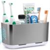 LAFARA Toothbrush Holders for Bathroom Organizer Countertop, Detachable Anti-Slip Large Electric Toothbrush Holders, Brushed Nickel Toothbrush and Toothpaste Storage Caddy Drainage for Family, Kids view 1