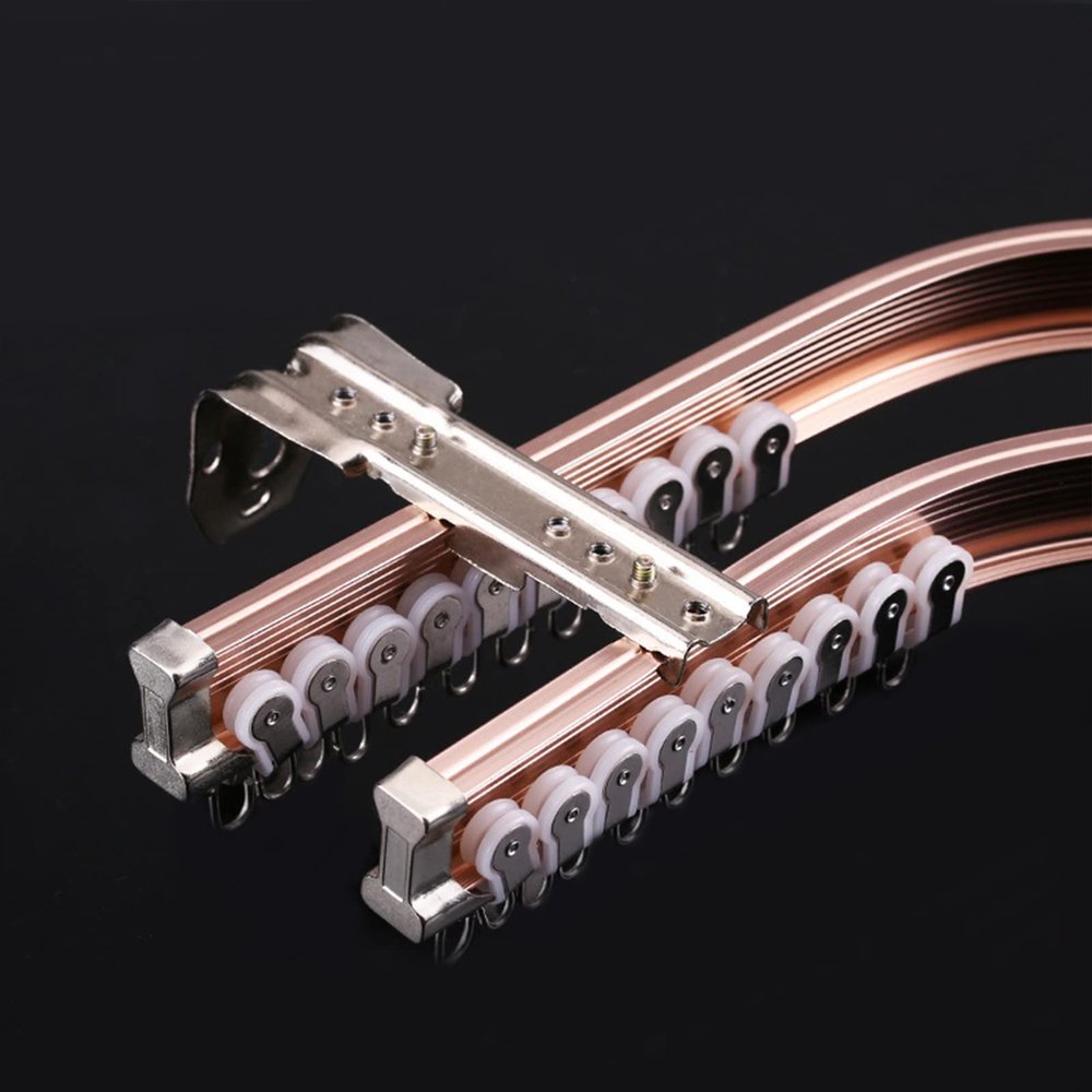 Surprecision Flexible Curtain Track Wall Mount 2 Pcs Aluminum Ceiling Curtain Track Double Track for Curtains Bendable Curved Curtain Track Set for Home and Office (Rose Gold, 2.7m/8.86ft)