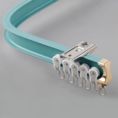 Surprecision Flexible Curtain Track Ceiling Mount 2 Pcs Aluminum Ceiling Curtain Track Single Track for Curtains Bendable Curved Curtain Track Set for Home and Office (Blue, 3.3m/10.82ft)