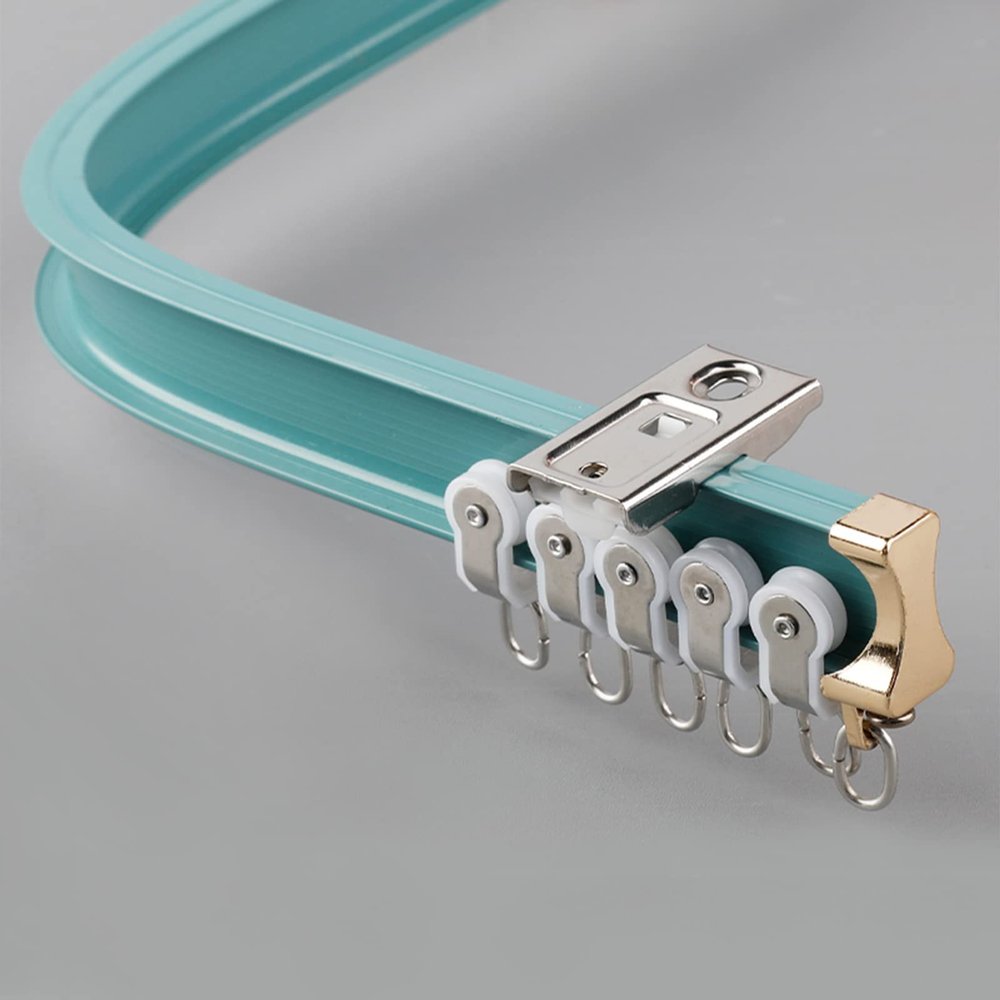 Surprecision Flexible Curtain Track Ceiling Mount 2 Pcs Aluminum Ceiling Curtain Track Single Track for Curtains Bendable Curved Curtain Track Set for Home and Office (Blue, 3.3m/10.82ft)
