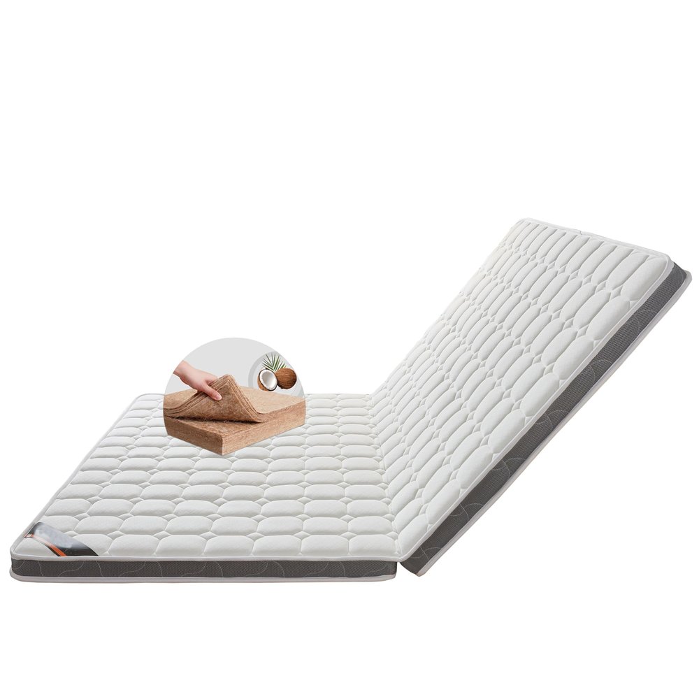 LZTENRETO Firm Coconut Palm Mattress Organic Coconut Coir Mattress Firm Mattress Topper Firm Mattress for Back Pain Floor Mattress Pad (White-D,Queen 9cm)