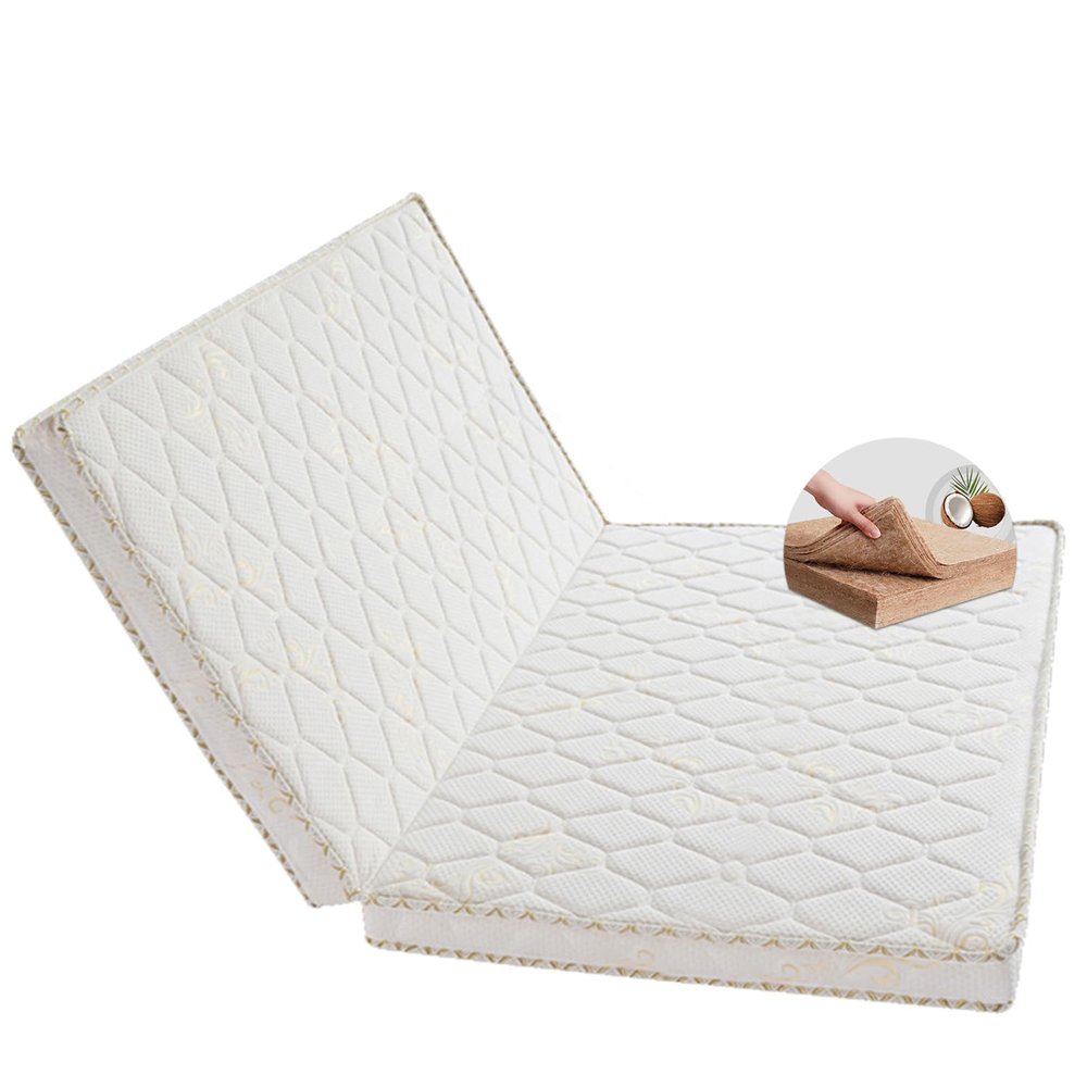 LZTENRETO Firm Coconut Palm Mattress Organic Coconut Coir Mattress Firm Mattress Topper Firm Mattress for Back Pain Floor Mattress Pad (White1-B,90x190x9cm(36"x75"x3.5"))