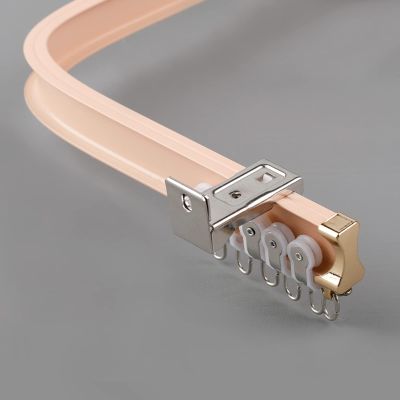 Surprecision Flexible Curtain Track Wall Mount 2 Pcs Aluminum Ceiling Curtain Track Single Track for Curtains Bendable Curved Curtain Track Set for Home and Office (Pink, 1.5m/4.92ft)