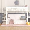 CJLMN Convertible Bunk Bed Daybed, Wood Full Bed Frame with Bedside Table, 3 Drawers, Built-in Shelves and Storage Staircase, Kids Adults Bedroom Furniture Multifunctionl Bed Storage Bed (White Bed) view 4
