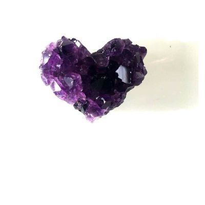 FIDEMM Natural Crystal Rough 1pcs Natural Heart-Shaped Amethyst Cluster Quartz Crystal Healing Specimen