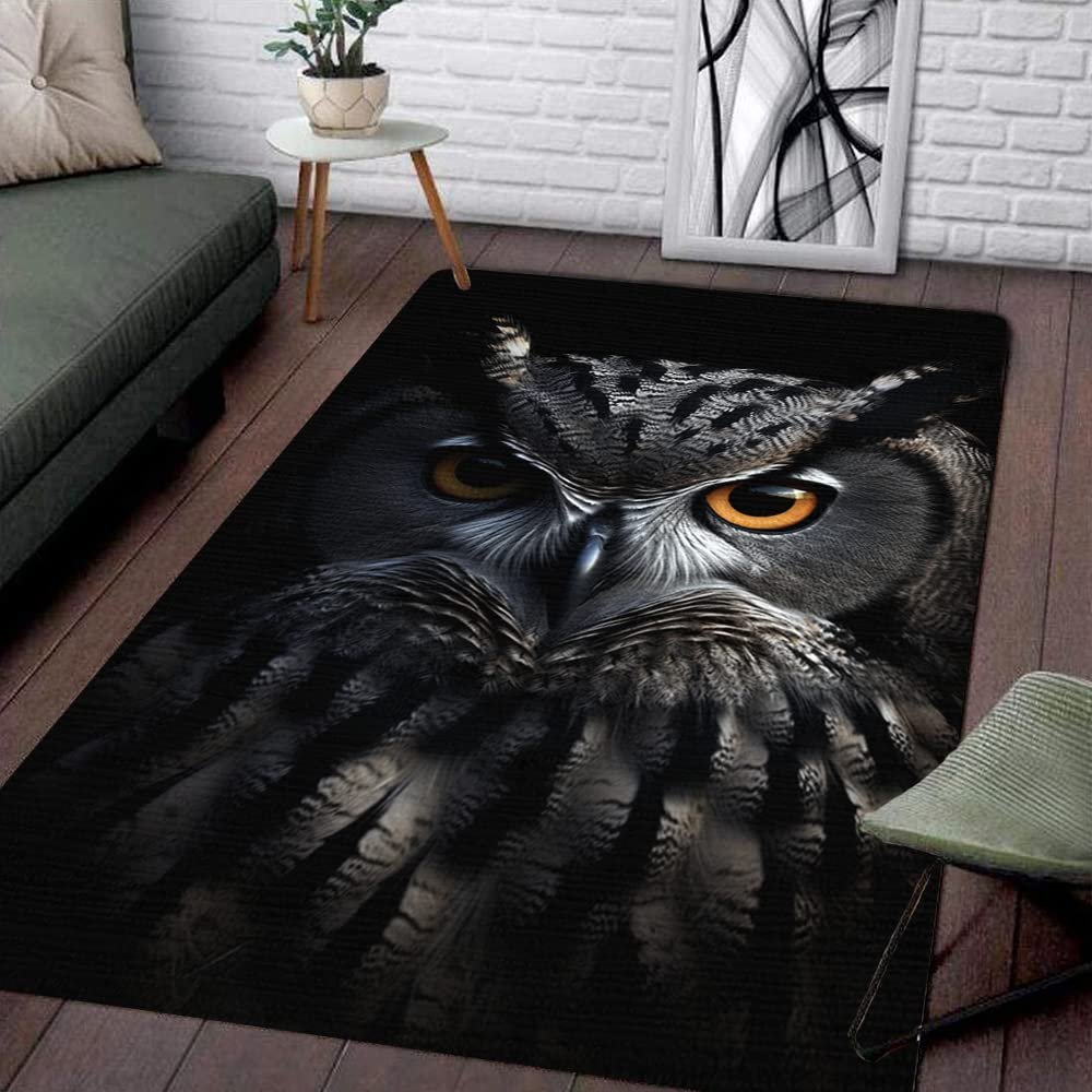 Custom Owl Area Rugs - Owl Rugs for Bedroom - Owl Bathroom Rugs, Unique Owl Rug, Owl Kitchen Rug Owl Carpet for Living Room Decor, Water Absorbent Owl Printed Carpets, Owl Area Rugs for Owl Lovers