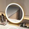 KWOKING Lighted Mirror Vanity Dressing Table Makeup Vanity with 3 Drawers Rock Slab Dressing Table Makeup Table Storage Cabinet Vanity White Vanity with Mirror + Backless Stool 39" L x 16" W x 30" H view 2