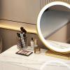 KWOKING Lighted Mirror Vanity Dressing Table Makeup Vanity with 3 Drawers Rock Slab Dressing Table Makeup Table Storage Cabinet Vanity White Vanity with Mirror + Backless Stool 39" L x 16" W x 30" H view 3