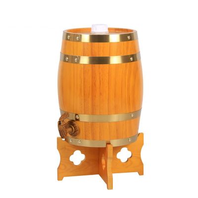 Vertical Wine Barrels For Storing Draft Beer, Oak Aging Barrels Whiskey Barrel Dispenser No Leak For Storage Wine&Spirits&Whisky Liquor Decanters 9 Specification To Choose From ( Color : Beige , Size