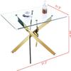 SSLine Luxury Glass Dining Table with Gold Pedestal Base Modern Kitchen Dining Room Table for 4-6 Rectangular 51" Clear Glass Top Dinner Table w/Mirror Stainless Steel Legs view 2