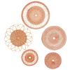 BEIJIALY Hanging Wall Basket Decor Round Boho Wall Decor, Woven Wall Basket Set of 5, Rattan Flat Baskets Rattan Wall Decor, Decorative Hanging Woven Wall Baskets Set view 1