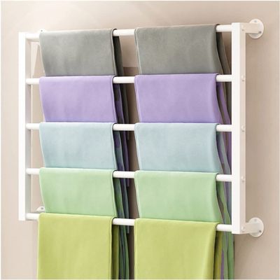 Craft Room Ribbon Holder Organizer Rack 5 Tier Modern Wall Mounted Scarf Rack Stand, Multifunctional Display Wrapping Paper Organizer for Retail Stores/Clothing Store/Flower Shop (Color : White, Siz