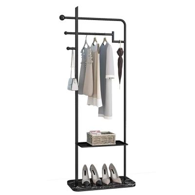 Coat Rack Freestanding Coat Tree Golden Bedroom Floor Coat Rack Hanging Clothes Rack Hotel Clothing Store Single Rod Coat Rack Wooden Coat Rack Metal coat rack Tree Coat Stand (Color : Black)