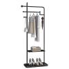 Coat Rack Freestanding Coat Tree Golden Bedroom Floor Coat Rack Hanging Clothes Rack Hotel Clothing Store Single Rod Coat Rack Wooden Coat Rack Metal coat rack Tree Coat Stand (Color : Black) view 1