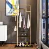Coat Rack Freestanding Coat Tree Golden Bedroom Floor Coat Rack Hanging Clothes Rack Hotel Clothing Store Single Rod Coat Rack Wooden Coat Rack Metal coat rack Tree Coat Stand (Color : Black) view 3