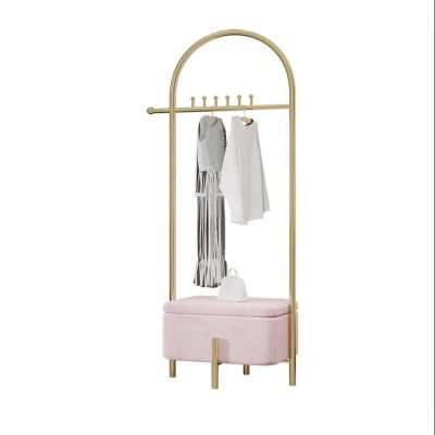 Coat Rack Freestanding Coat Tree Minimal Iron Art Coat and Hat Rack Floor Mounted Hook Coat and Hat Rack Bedroom Household Wood Storage Shoe Changing Stool Coat and Hat Rack Wooden Coat Rack Metal co