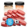 AllSpice Rust-Proof Narrow Mouth Aluminum Metal Mason Jar Lids Leak-Proof 12-Pack (Red Narrow) view 1