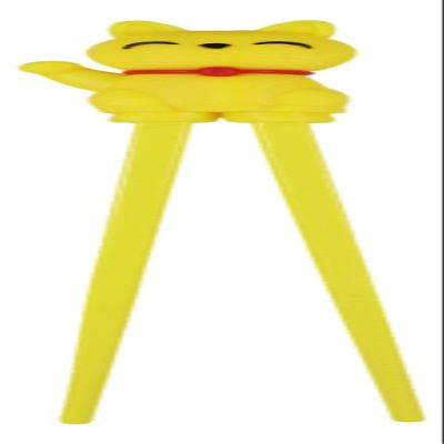 Ebros Gift Reusable Training Chopsticks Set With Animated Silicone Helper Hinge Guide for Sushi Noodles Rice Asian Dining Learning Fun (Yellow Maneki Neko Lucky Cat)