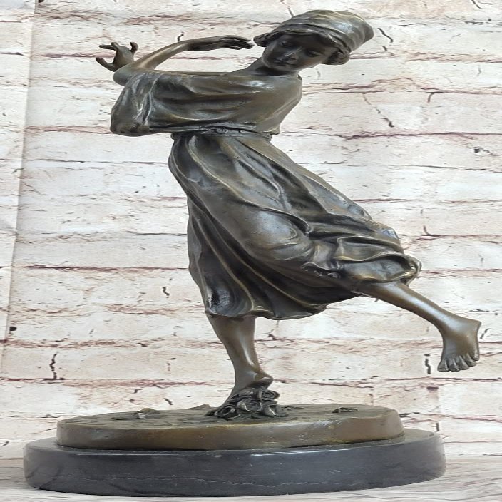 Art Nouveau/Decor Hand Made Gypsy Dancer Bronze Patina Sculpture Statue Lost Wax Sculpture Figurine Figure Statue Gift by Think Bronze