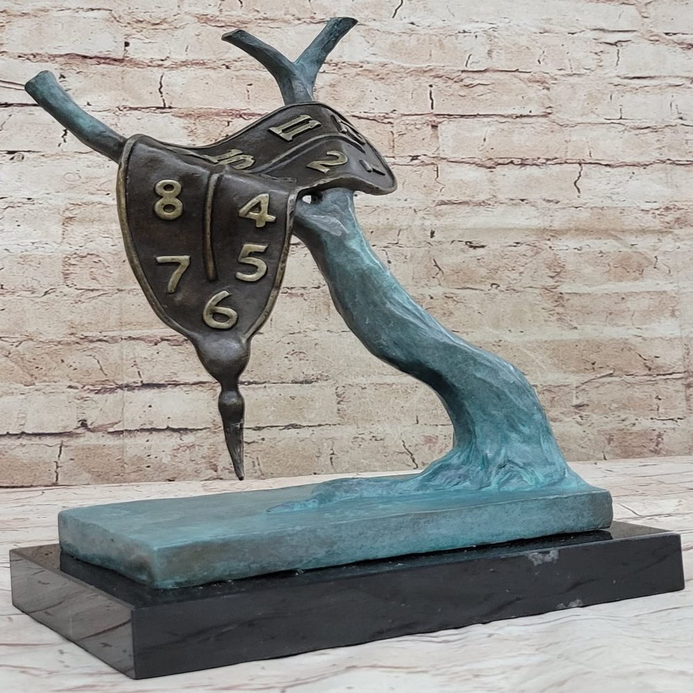 Bronze Sculpture Statue Salvador DALI Melting Clock Tribute Abstract HOT CAST Sculpture Figurine Figure Statue Gift by Think Bronze