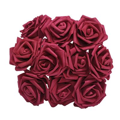 NevStp 10/20/30Pcs 8cm Artificial PE Foam Rose Flowers Bridal Bouquets for Wedding Table Home Party Decorations DIY Scrapbook Supplies,Burgundy,10PCS