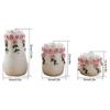 Dry flower arrangement Vase Rural style wave pattern bottle mouth large-caliber flower arrangement handmade rose ceramic vase home decoration living room bedroom vase decoration (3 piece set) Flower V view 2