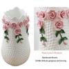 Dry flower arrangement Vase Rural style wave pattern bottle mouth large-caliber flower arrangement handmade rose ceramic vase home decoration living room bedroom vase decoration (3 piece set) Flower V view 3
