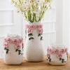 Dry flower arrangement Vase Rural style wave pattern bottle mouth large-caliber flower arrangement handmade rose ceramic vase home decoration living room bedroom vase decoration (3 piece set) Flower V view 4