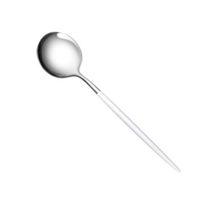 Dinner spoon set Stainless Steel Household Creative Eating Watermelon Spoon Tough And Durable Paint Tableware Dinner Spoon/Soup Ladles (Color : White)
