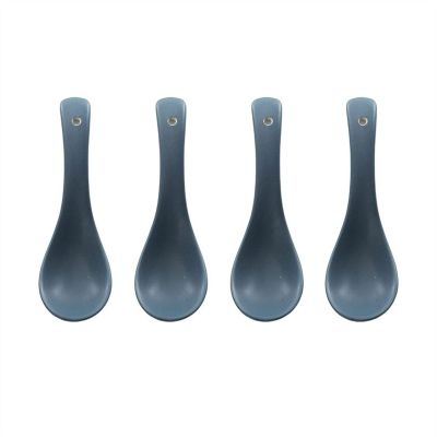Dinner spoon set 4-piece Household Ceramic Spoons Beautifully Crafted Spoons Personalized Meal Spoons Drinking Spoons Dinner Spoon/Soup Ladles (Color : A)