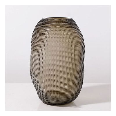 HASMI Dry Flower Arrangement Creative Grainy Brown Glass Vase Simple Style Decorative Ornaments Vase Used to Decorate The Kitchen, Office Or Living Room Entrance Flower Vase (Size : L)