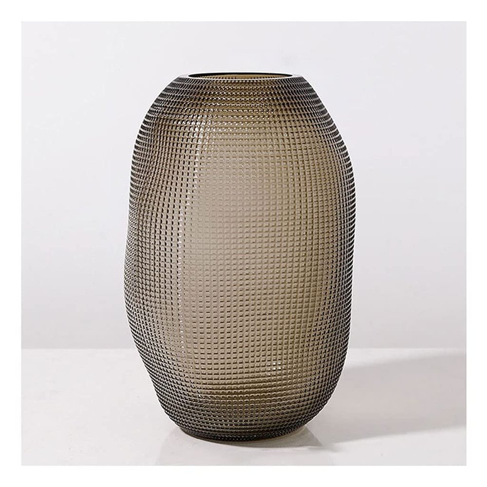HASMI Dry Flower Arrangement Creative Grainy Brown Glass Vase Simple Style Decorative Ornaments Vase Used to Decorate The Kitchen, Office Or Living Room Entrance Flower Vase (Size : L)