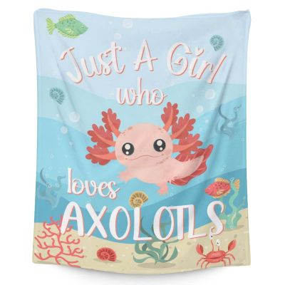 Axolotl Blanket Gifts - 50"x60" Cute Throw Blanket for Adults Kids - Green Soft Plush Throws for Bed, Couch & Travel