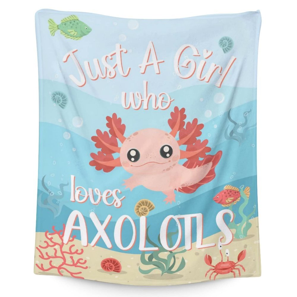 Axolotl Blanket Gifts - 50"x60" Cute Throw Blanket for Adults Kids - Green Soft Plush Throws for Bed, Couch & Travel