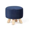 Homebeez Round Ottoman Stool Velvet Foot Rest, Small Footstool with Non-Skid Legs (Dark Blue) view 1