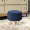 Homebeez Round Ottoman Stool Velvet Foot Rest, Small Footstool with Non-Skid Legs (Dark Blue) view 2