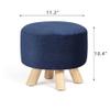 Homebeez Round Ottoman Stool Velvet Foot Rest, Small Footstool with Non-Skid Legs (Dark Blue) view 3