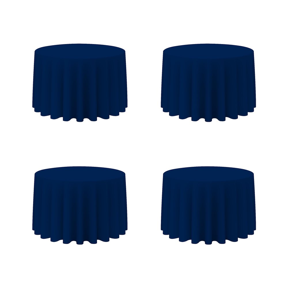 BRILLMAX 4 Pack Navy Blue Round Tablecloths 108 Inch for 48" Tables