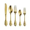 Dinner spoon set 304 Stainless Steel Tableware High-grade Western Tableware Set Personalized Relief Dessert Spoon Meal Spoon Dinner Spoon/Soup Ladles (Color : D) view 1