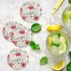 Christmas Hellebore Berries Ceramic Round Coasters Set of 4 - Absorbent Drink Coasters for Coffee Mugs Wine Glasses Cups, Non-Scratch Place Mats for Kitchen Bar Counter Dining Office Table Decor view 2