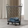 REMYS Rolling Laundry Basket with Wheels Wire Hampers Laundry Cart Handle (Color : Gold) view 3