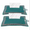 Blue Green Black Tissues Box Cover Rectangular Square Travel Car Tissue Holder with Hanging Strip,2 Packs Bathroom Toilet Tissue Boxes Storage Bag,Traditional Blue Black Geometric Tile Pattern view 1
