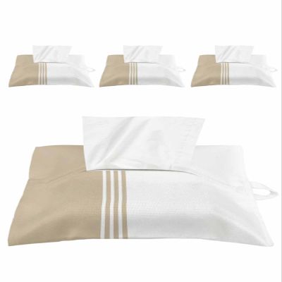 Modern Brown Tissues Box Cover Rectangular Square Travel Car Tissue Holder with Hanging Strip,4 Packs Multifunctional Bathroom Toilet Tissue Boxes Storage Organizer Bag,Farmhouse Colored Art Striped
