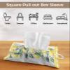 Rustic Lemon Summer Green Leaf Tissues Box Cover Rectangular Square Travel Car Tissue Holder with Hanging Strip,2 Packs Bathroom Toilet Tissue Boxes Storage Bag,Yellow and White Buffalo Plaid view 3