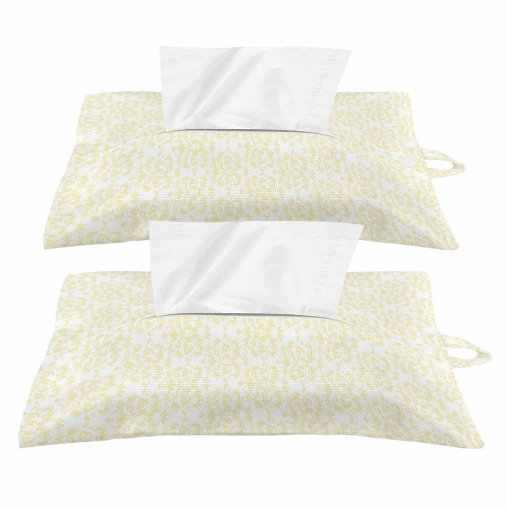 Da-mask Tissues Box Cover Rectangular Square Travel Car Tissue Holder with Hanging Strip,2 Packs Multifunctional Bathroom Toilet Tissue Boxes Storage Bag,Retro European Floral Antique Artwork